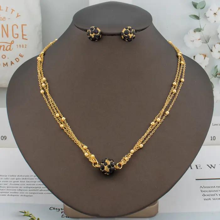 Ensemble de bijoux de luxe couleur or pour femmes, mode de mariée, micro incrusté de cristal, boucles d'oreilles, collier, cadeau de banquet africain de mariage, soirée de gala, occasion spéciale
