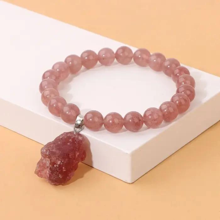 Bracelet de perles de Citrines naturelles rugueuses irrégulières