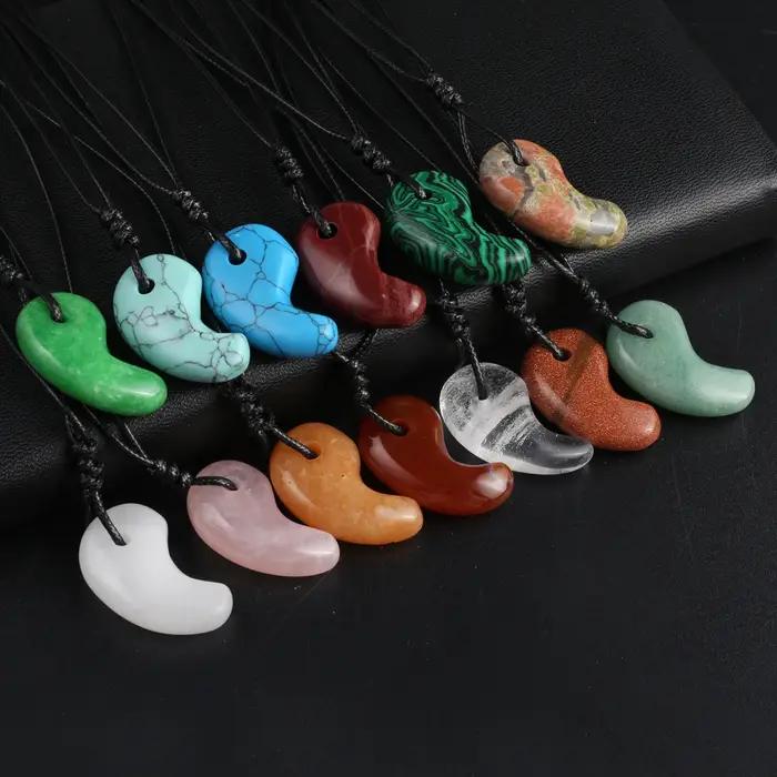 Mini collier pendentif en forme de virgule pour hommes et femmes