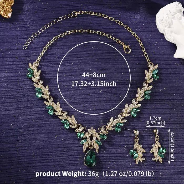 Ensemble collier et boucles d'oreilles de mariée en strass de luxe