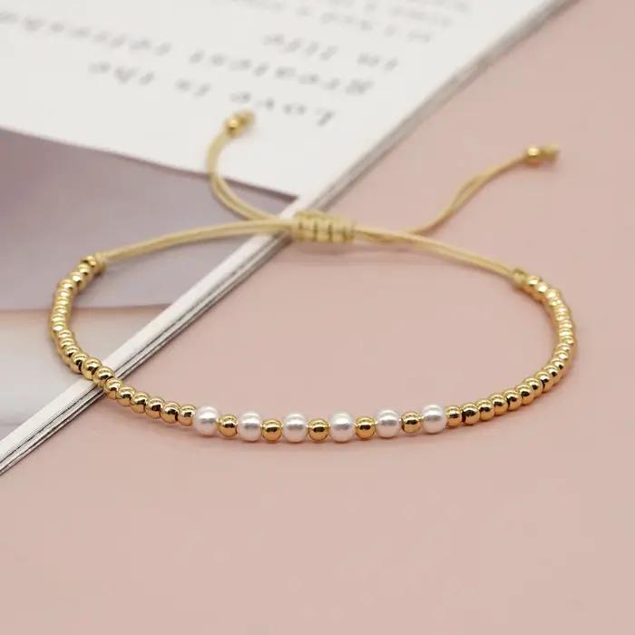 Go2boho-Bracelet de Perles Dorées pour Femme