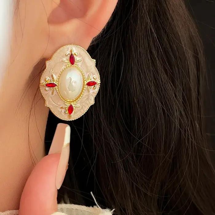 Boucles d'oreilles ovales en biscuits pour femmes