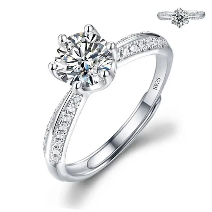 Bagues ouvertes en diamant incrusté Moissanite pour femme