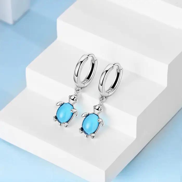 Boucles d'oreilles tortue de mer pour femmes, en argent Sterling 925, bijoux à la mode pour fête, mariage, cadeaux de fiançailles, été