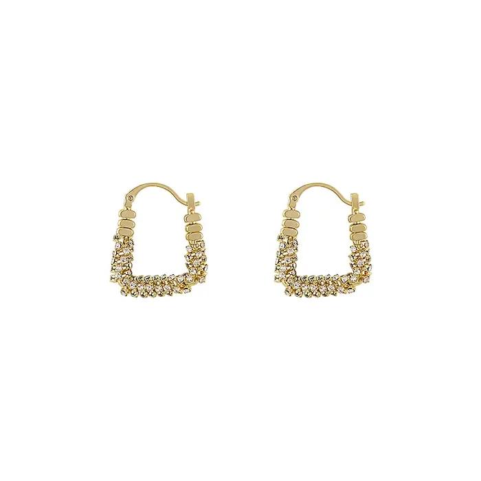 Conception du nouvel an: Micro ensemble géométrique irrégulier boucles d'oreilles en métal Zircon accessoires d'oreille de luxe pour les femmes en 2025 bijoux de mode
