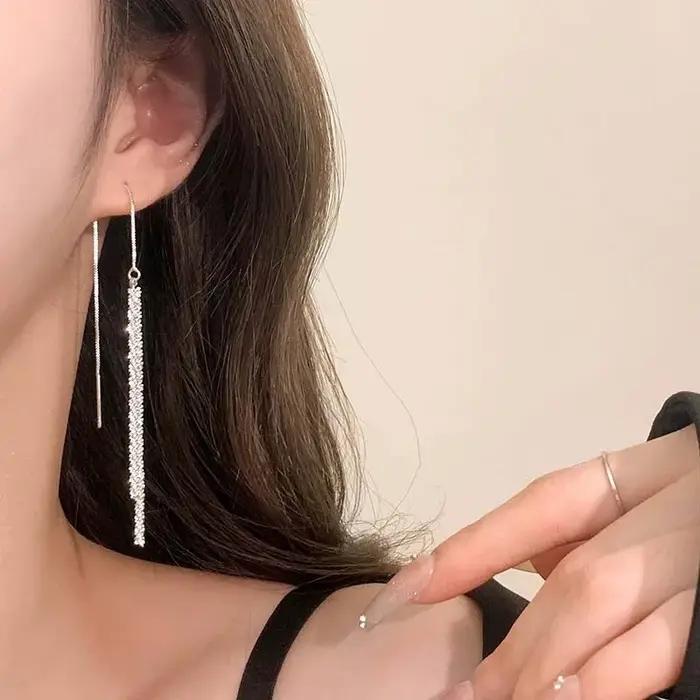 Boucles d'oreilles longues à pampilles pour femmes et filles