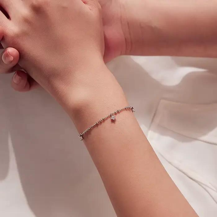 Bamoer – Bracelet en argent Sterling 925 pour femmes, design unique avec 5 pendentifs, chaîne de perles, certifié, bijoux fins