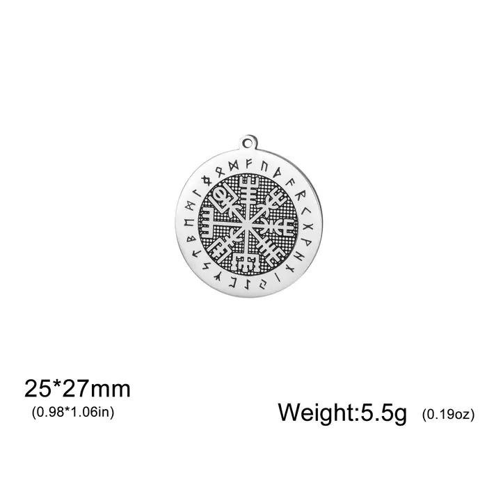 Pendentif rond Wicca Norse Viking Runes acier inoxydable pour hommes et femmes occasions spéciales celtiques et wicca