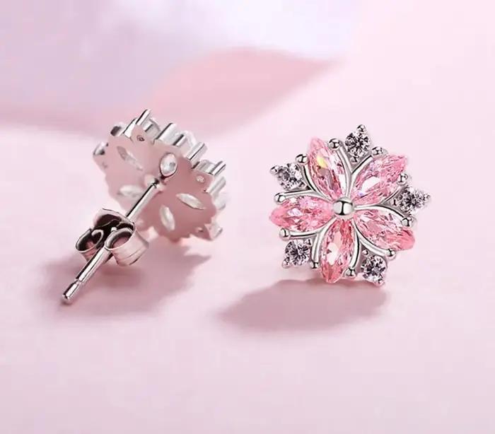 Boucles d'oreilles flocon de neige en argent Sterling 925