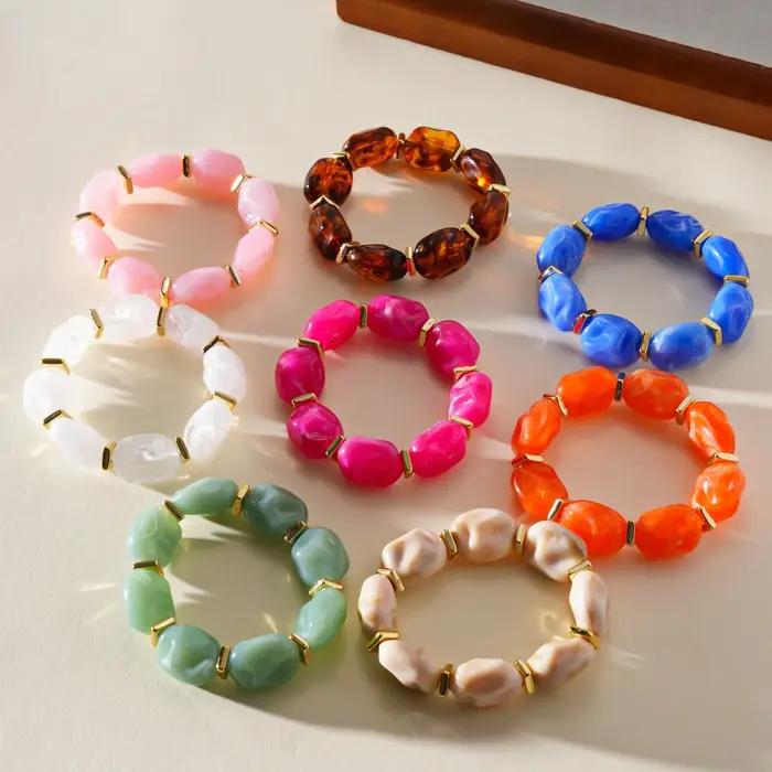 Bracelets en résine multicolores à effet irrégulier pour femmes et hommes