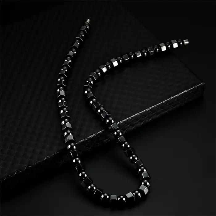 Collier en hématite noire exquise, collier de thérapie magnétique de guérison, bijoux cadeau, soulagement de la douleur pour l'arthrite du cou et des épaules