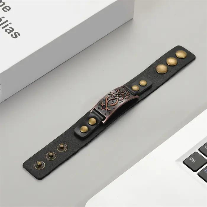 2025 bijoux tissage à la main Bracelet en cuir véritable hommes Vintage manchette large
