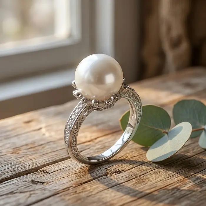 Bague de cocktail élégante rétro en perles pour femme, accessoire de luxe tendance pour le quotidien, idéale pour les rendez-vous, les fêtes, les mariages, cadeau de bijoux pour femme occasions spéciales