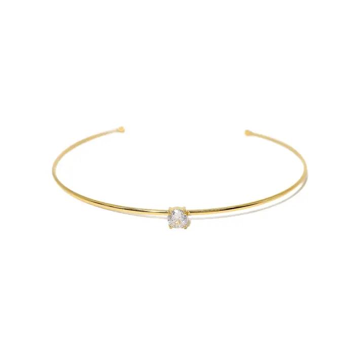 WILD & FREE Minimaliste en acier inoxydable boutons de manchette femmes charme cristal délicat 18k p