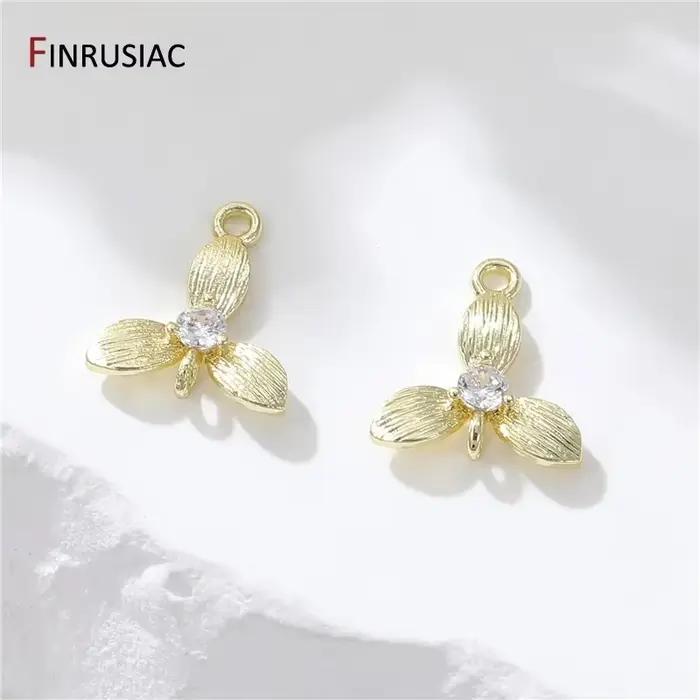 Mode 14K plaqué or laiton feuille/fleur breloques pendentifs pour bricolage femmes collier fabrication de bijoux accessoires résultats