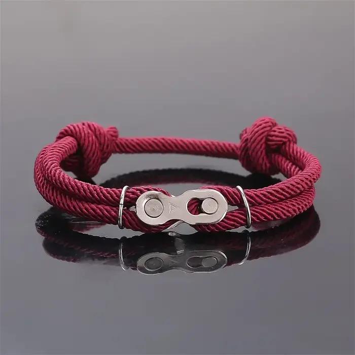 Biker Bracelet à breloques hommes Bracelet tresse corde chaîne moto vélo Style Bracelets mode Punk Bracelets bijoux réglable