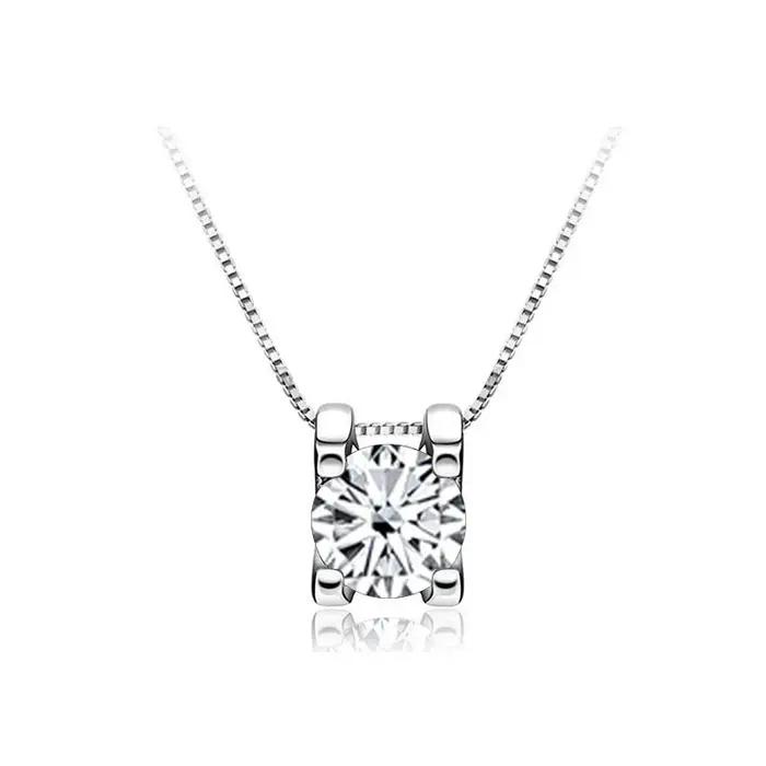 BagueRingen-Collier en argent regardé 925 avec pendentif en véritable moissanite pour femme