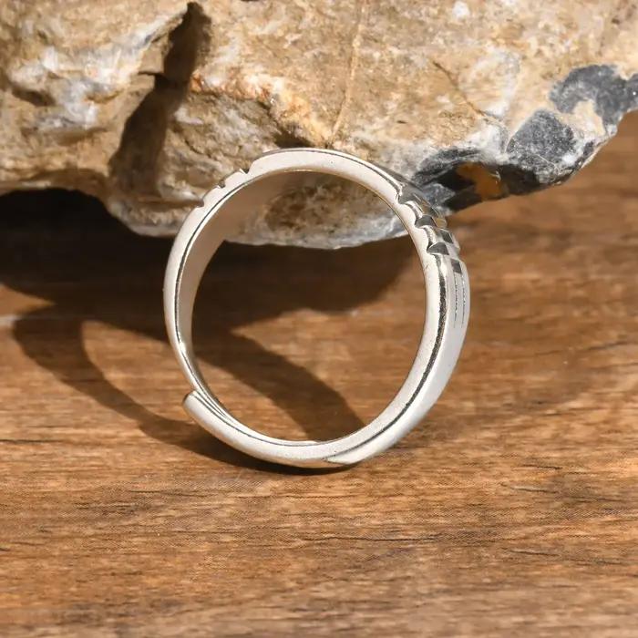 Bague rectangulaire noire pour hommes et garçons