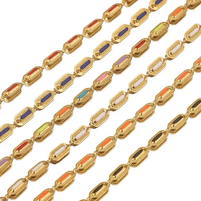 Chaînes ovales en émail en acier inoxydable pour bricolage de bijoux personnels et cadeaux pour femmes occasions spéciales