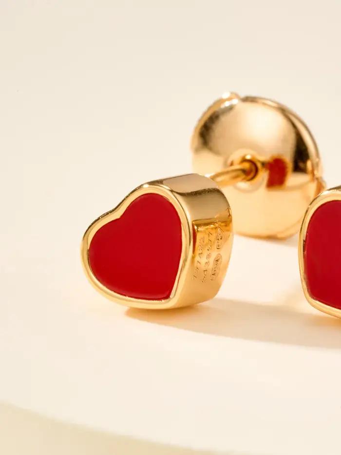 Boucles d'oreilles élégantes en forme de cœur en or Rose pour femmes