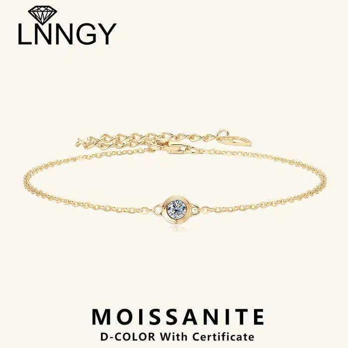 Lnngy-Bracelet Moissanite en Argent Sterling 925 pour Femme