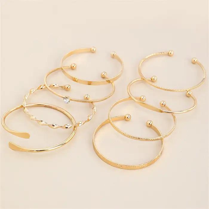 Ensembles de bracelets torsion cristal géométrique style punk pour femmes occasions spéciales