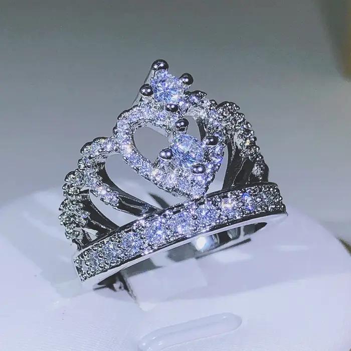 Bague couronne fantaisie en argent 925 pour femmes