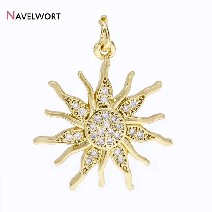 Pendentif en laiton plaqué or 18 carats avec breloques soleil en Zircon pour la création de bijoux DIY pour femmes occasions spéciales