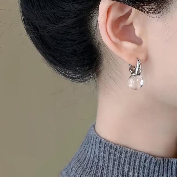 Nouveau design 2026 – Boucles d'oreilles pendantes rondes transparentes en résine, style coréen, bijoux polyvalents pour filles et femmes