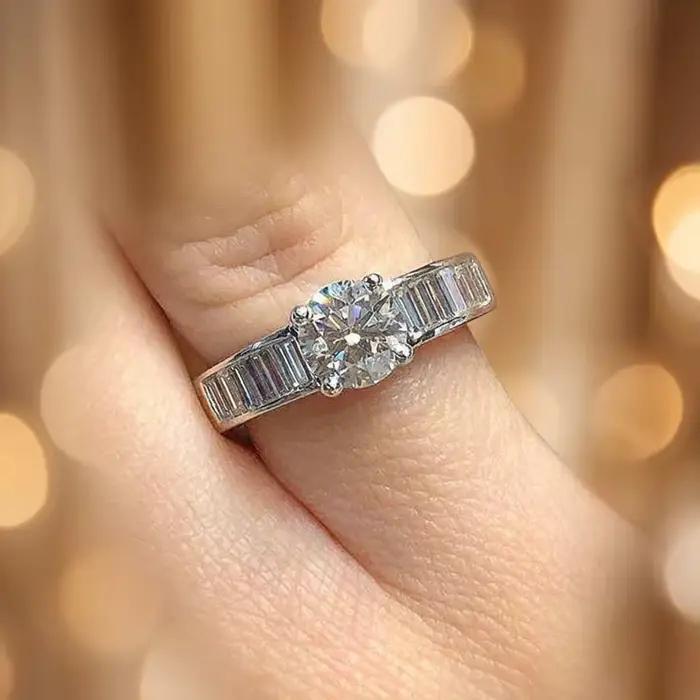 Bague de mariage exquise en argent sterling 925 avec zircone pour femme