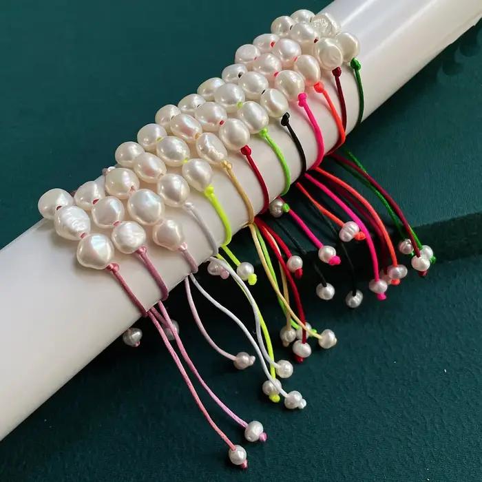 Bracelets d'amitié à grandes perles baroques irrégulières pour femmes et filles