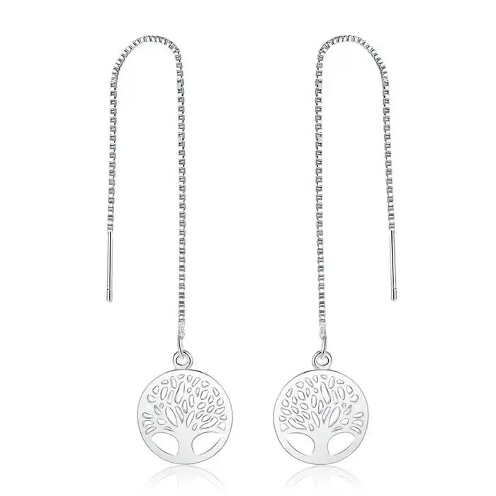 Boucles d'oreilles arbre de vie creux en argent Sterling 925 pour femmes