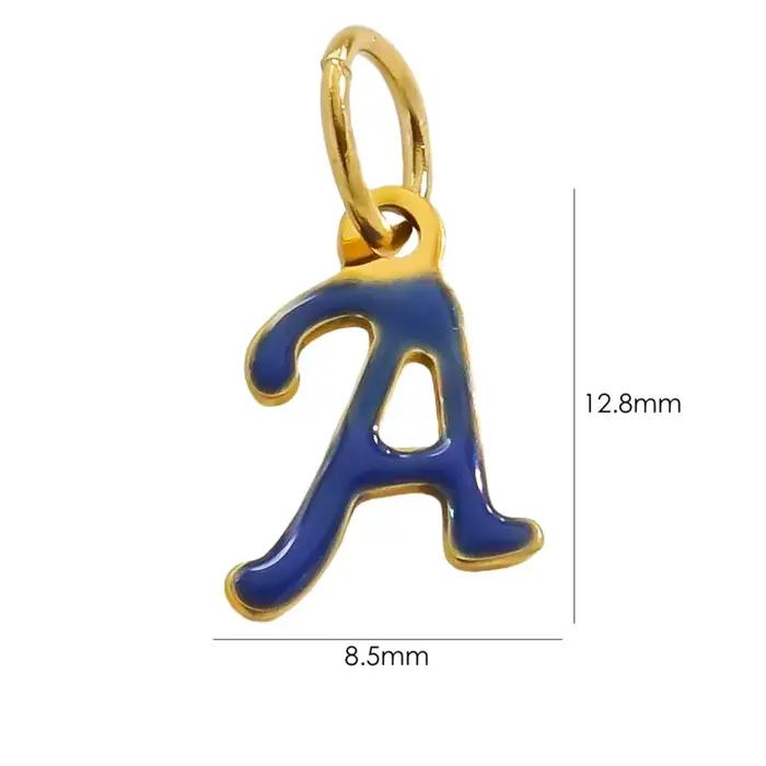 A-Z en acier inoxydable anglais lettre colorcomparator creux pendentif gouttes d'huile breloques bricolage collier bracelet bijoux exécutif