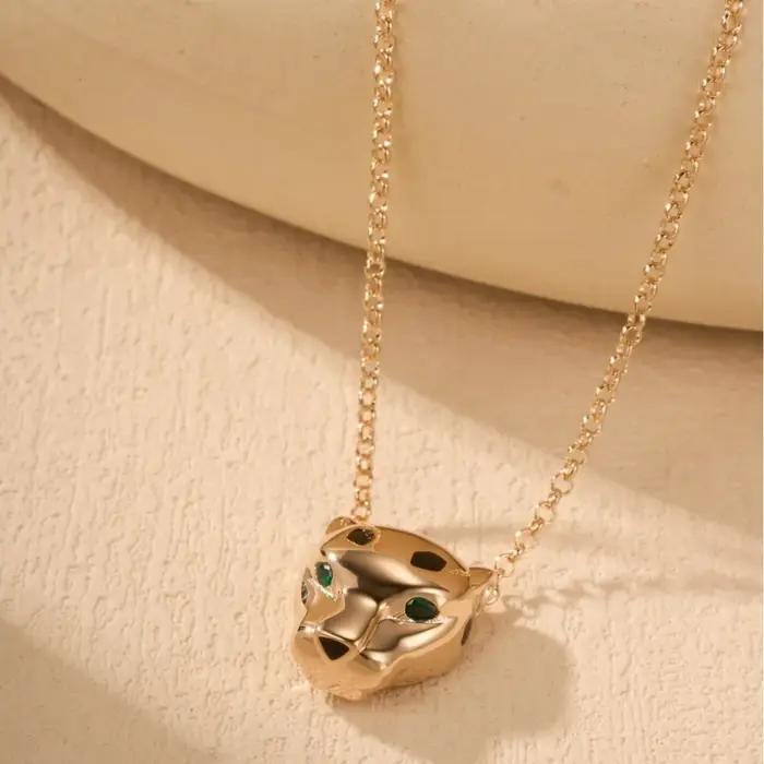 Collier Tête de Léopard Tendance Style Ins Luxe Polyvalent Pendentif Diamant Haut de Gamme Chaîne Cl