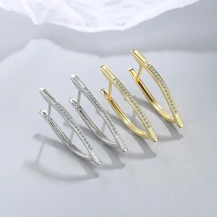 Boucles d'oreilles en argent Sterling 925 en forme de V
