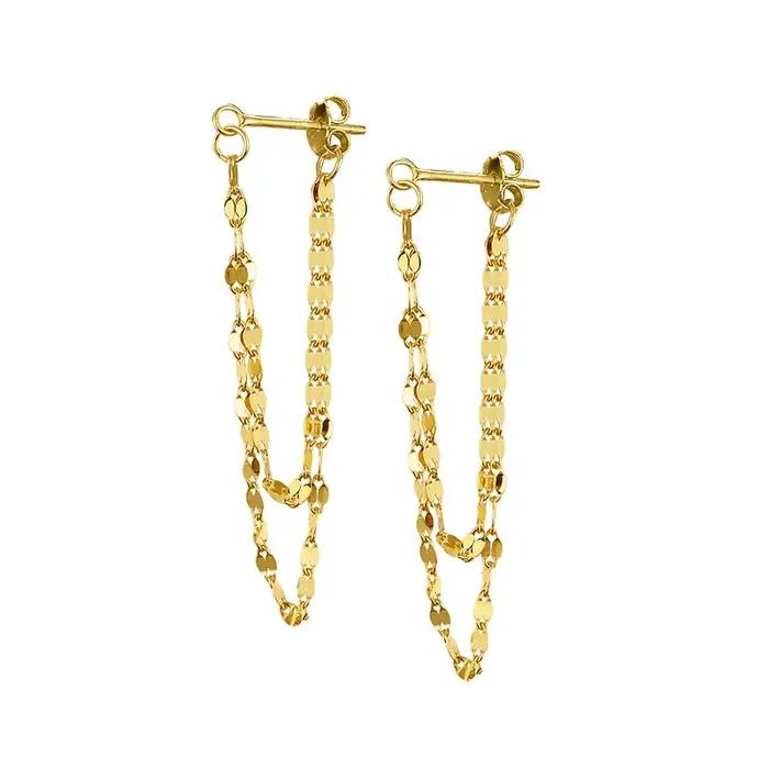 Boucles d'oreilles à pampilles Double couche en argent Sterling 925