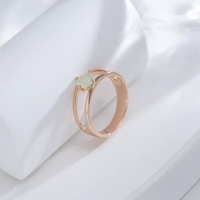 Bague en zircon vert émeraude plaquée or rose 585 pour femmes, alliance de mariage, bijoux pour occasions spéciales