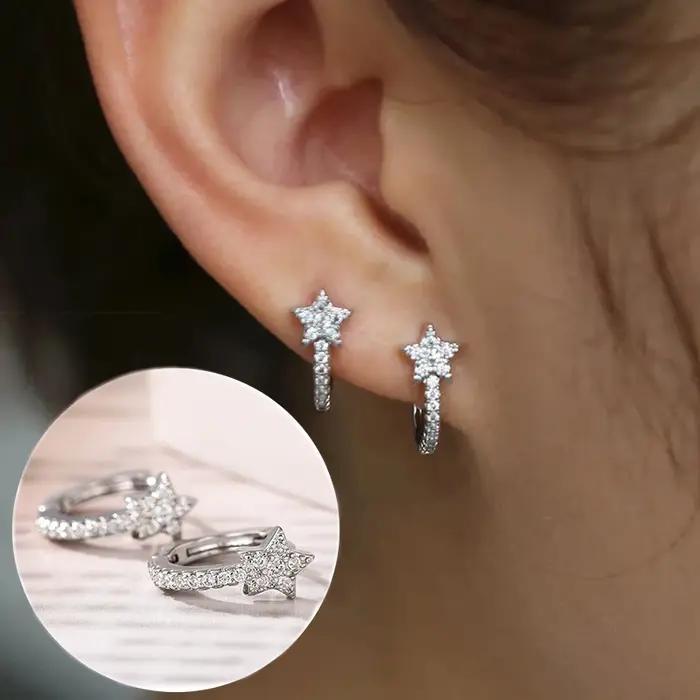 Huitan – boucles d'oreilles étoile à la mode avec CZ éblouissant