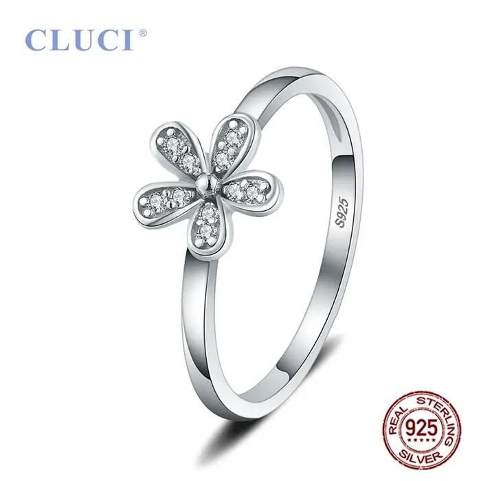 CLUCI – bague classique en argent Sterling 925 pour femmes, bijoux de fête, fleur, tendance, DR1011S