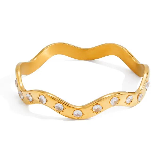 Uworld – Bracelet classique à courbes ondulées avec zircon rond blanc