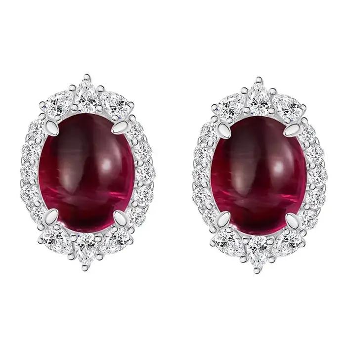 PuBang Fine Jewelry – boucles d'oreilles ovales en argent Sterling 925, rubis, émeraude, diamants à