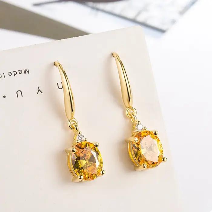 DIWENFU 14K or jaune bijoux boucle d'oreille pour les femmes Orecchini Aretes De Mujer bijoux en or
