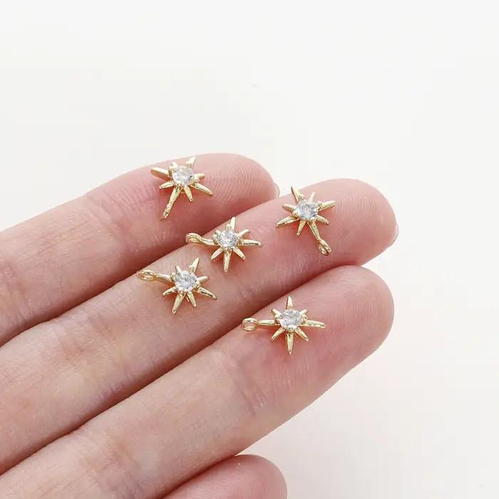10 pièces/lot 18K couleurs or strass hexagramme étoiles pendentifs en laiton Bracelet breloque décoration pour collier fabrication de bijoux trouver
