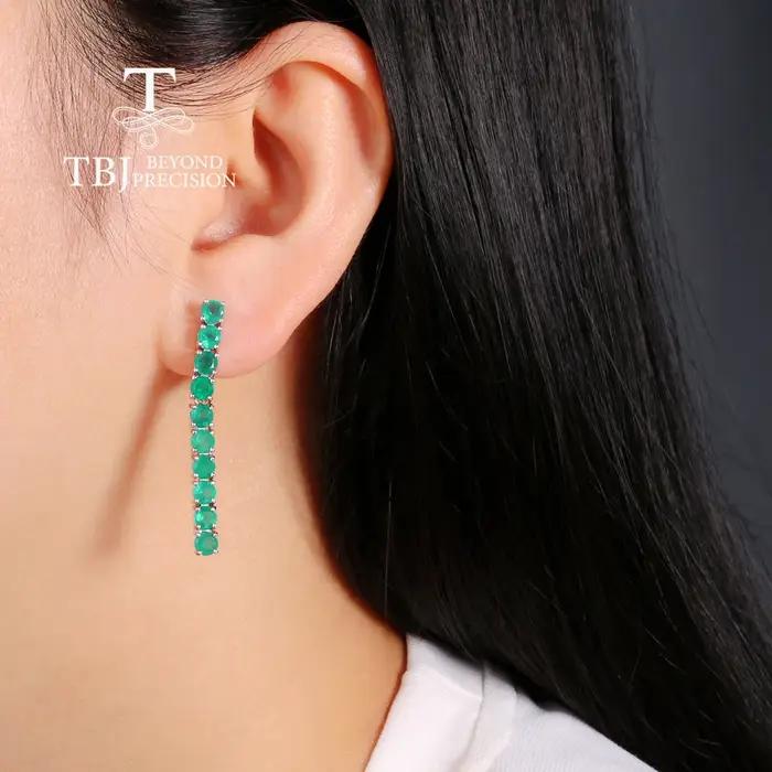 2026, Magnifiques boucles d'oreilles longues en agate verte naturelle au design élégant