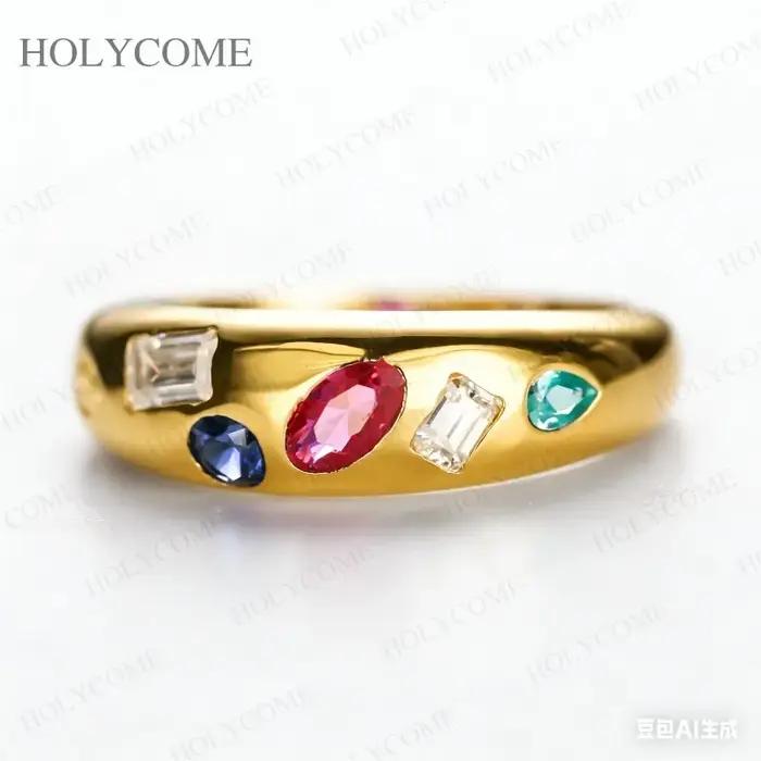 Bague unique en moissanite/saphir/rubis/paraïba