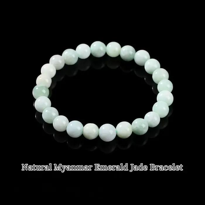JD – Bracelet en pierre naturelle émeraude et Jade pour femmes, véritable, fabriqué à la main, guéri