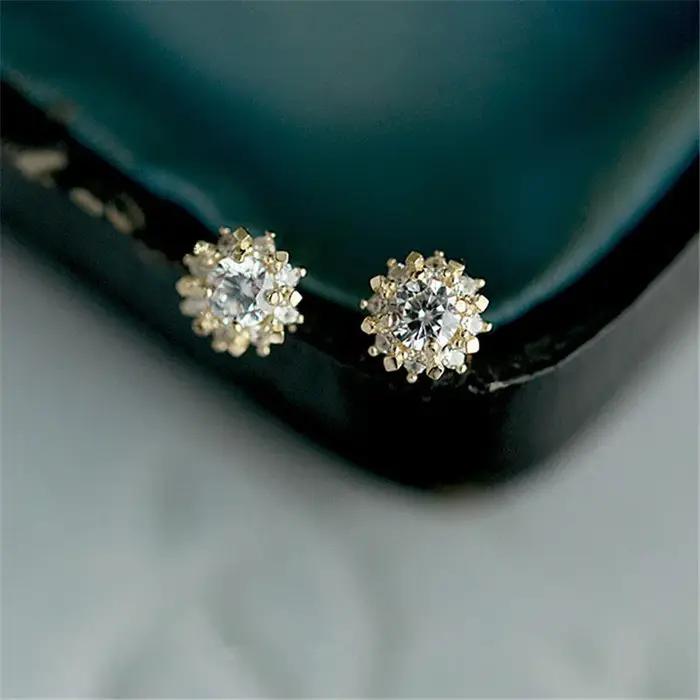 Boucles d'oreilles simples en argent Sterling 925 plaqué or 14k pour femmes