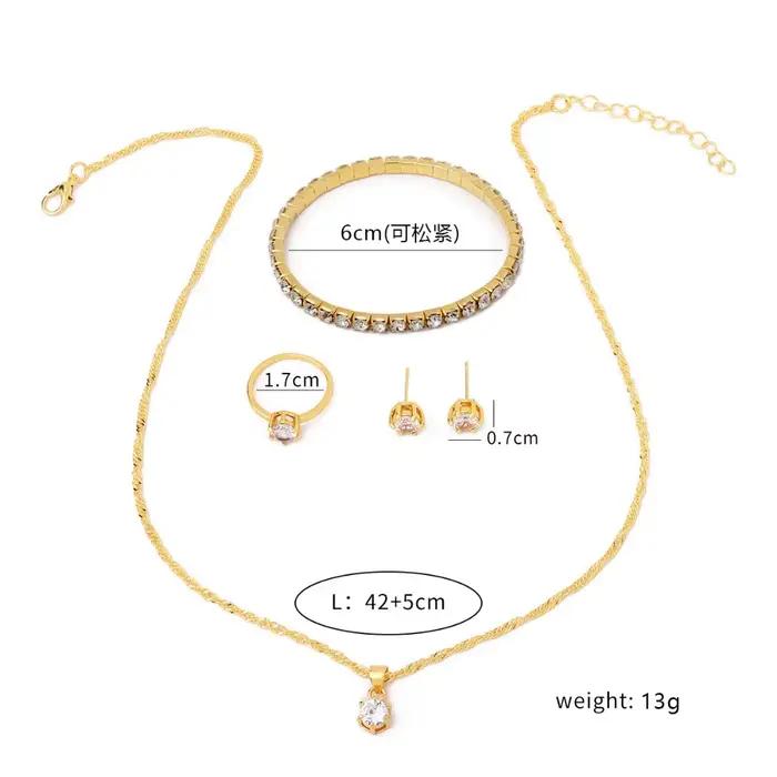 Ensemble de bijoux 5 pièces à la fois tendance et polyvalent avec incrustations de zircon synthétique