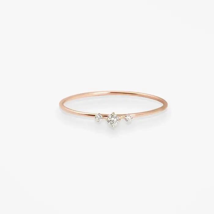 Bague en diamant de style minimaliste Hip hop pour femmes