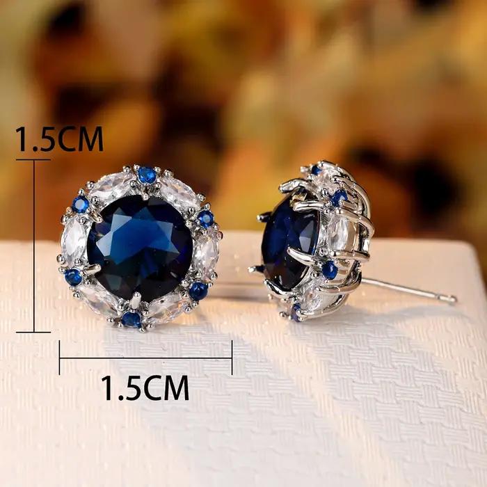 Boucles d'oreilles rondes en pierre bleu Royal pour femmes
